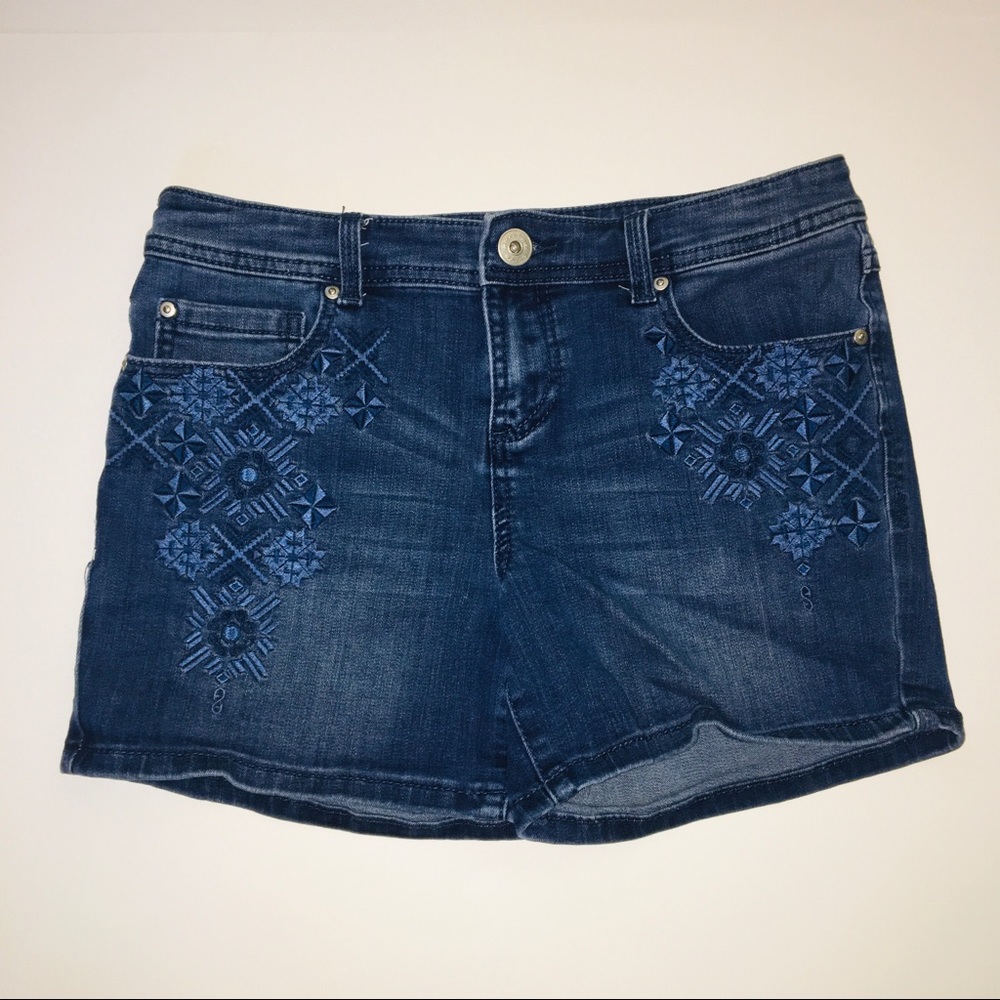 Embroidered Jean Shorts